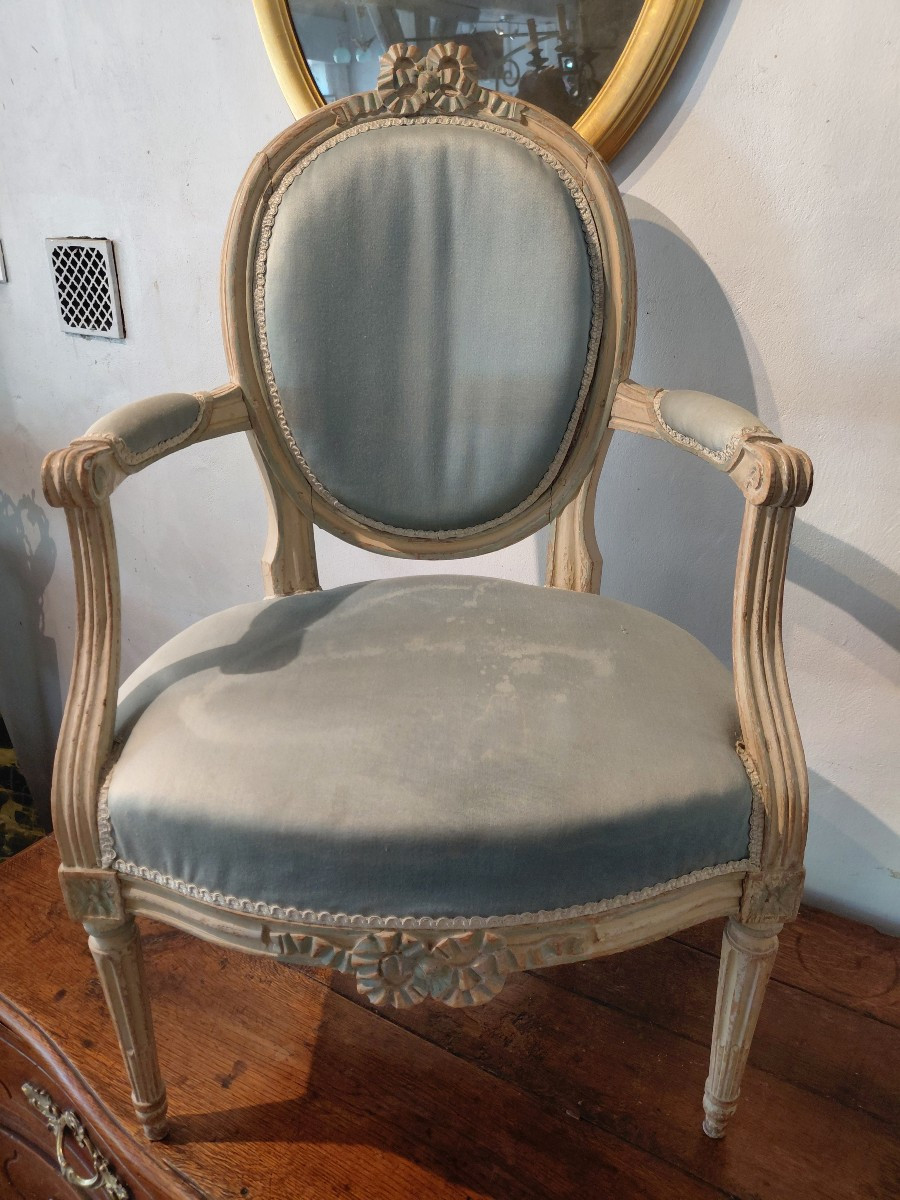 L XVI Period Armchair In Painted Wood-photo-2