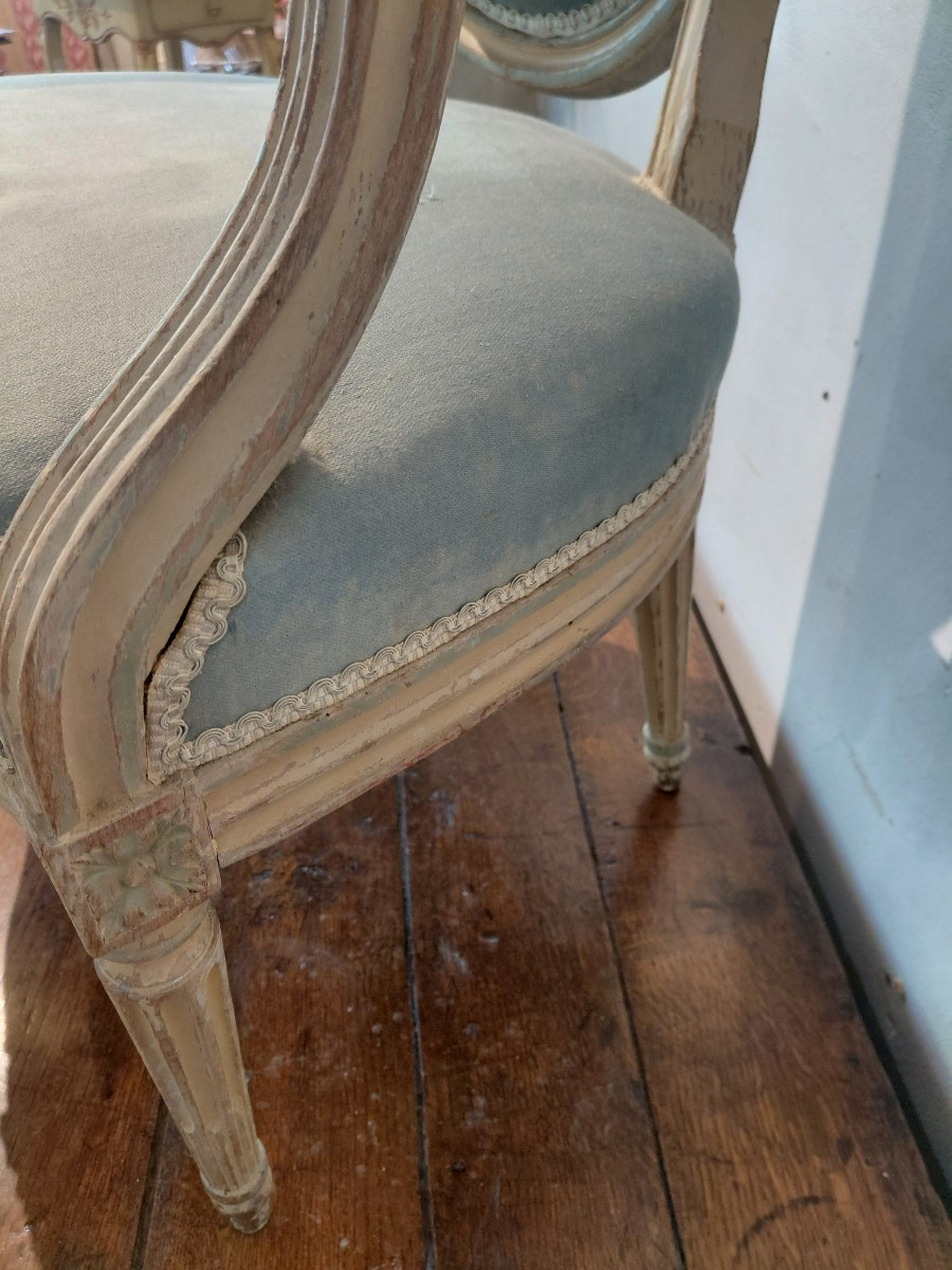 L XVI Period Armchair In Painted Wood-photo-3