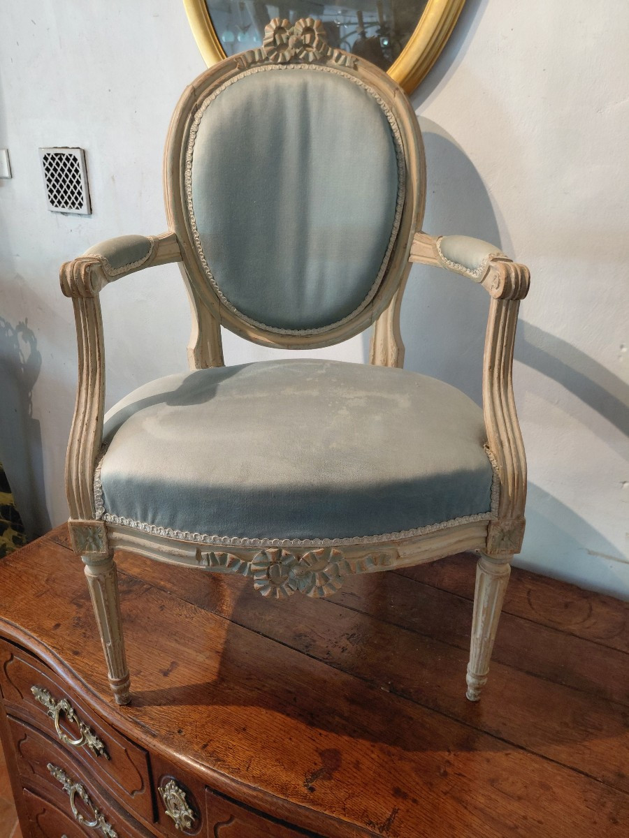 L XVI Period Armchair In Painted Wood-photo-4