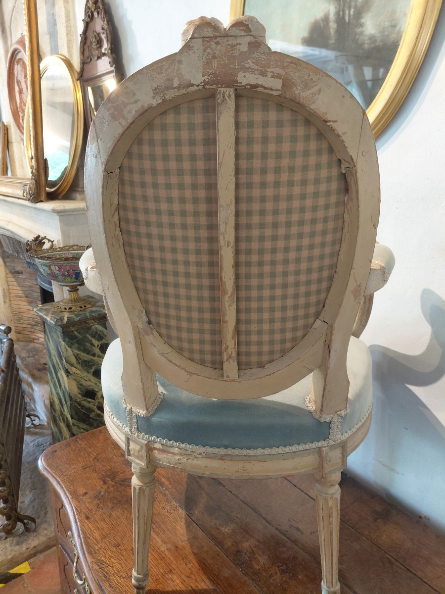 L XVI Period Armchair In Painted Wood-photo-7