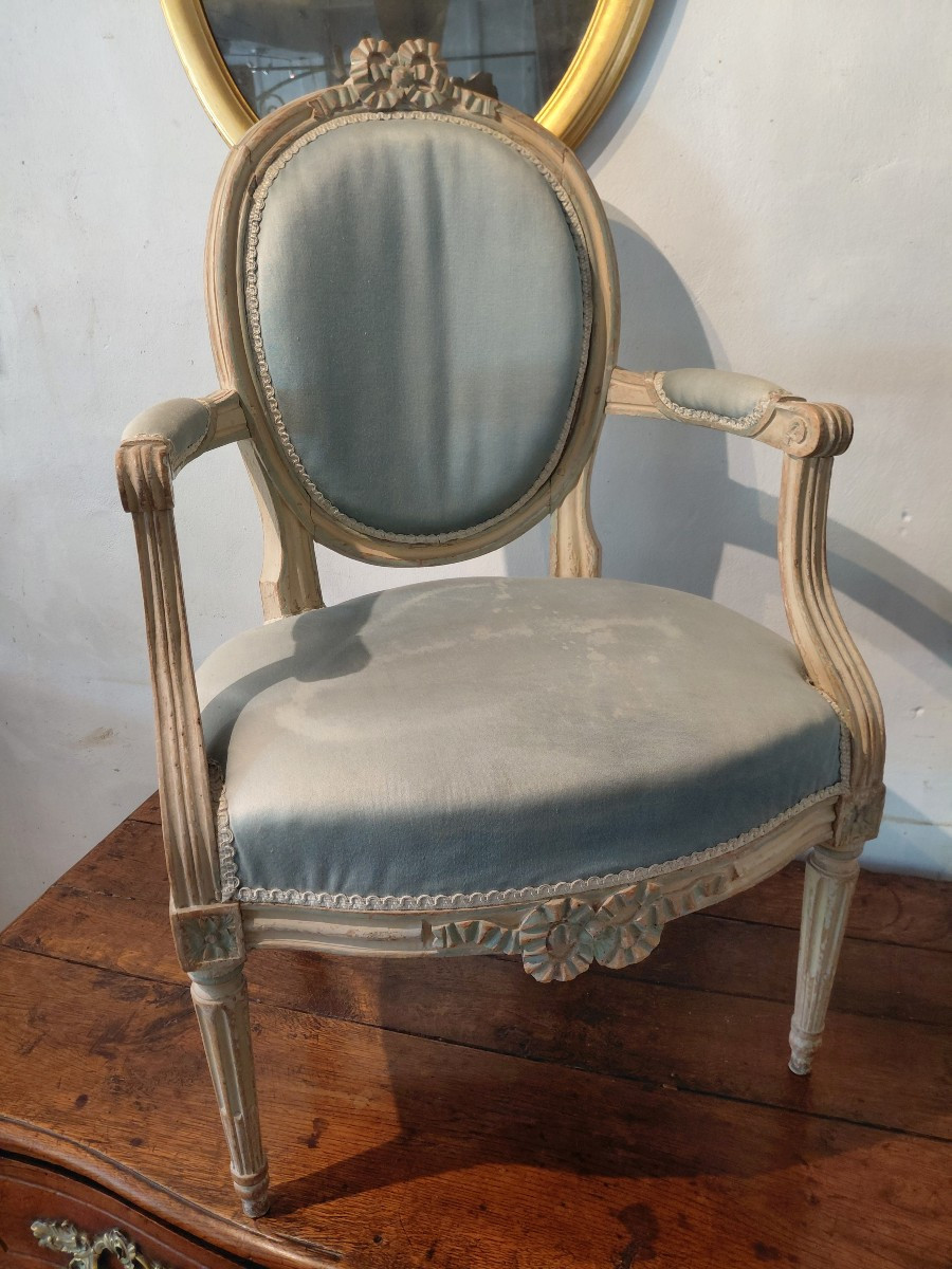 L XVI Period Armchair In Painted Wood