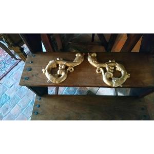 Pair Of Volutes In Golden Wood 19th 