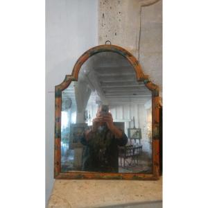 18th Century Mirror In Polychrome Wood 