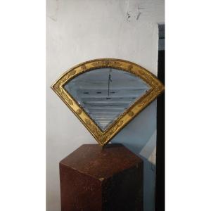 Mirror In Golden Wood Fan Shape Restoration Style Late 19th 