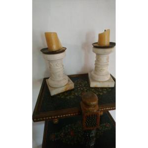 Pair Of 19th Century Marble Candlesticks 