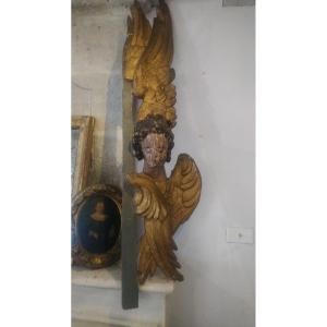 Pair Of Polychrome Wooden Angels, Late 17th-early 18th Century 