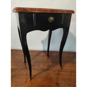 Black Painted Wood Coffee Table With Faux Marble Top L XV Late 18th Century