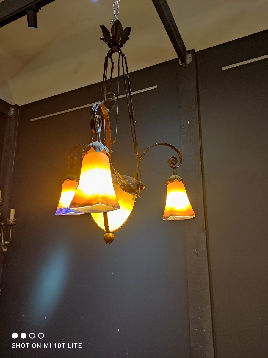 Art Nouveau Chandelier, Muller-photo-3