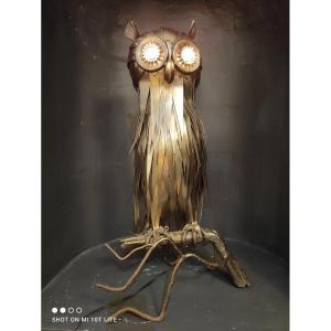Owl . Metal Sculpture By Michel Jarry.