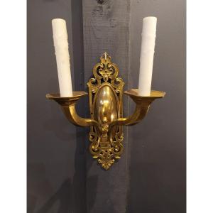 Pair Of Bronze Sconces, End XIX Eme