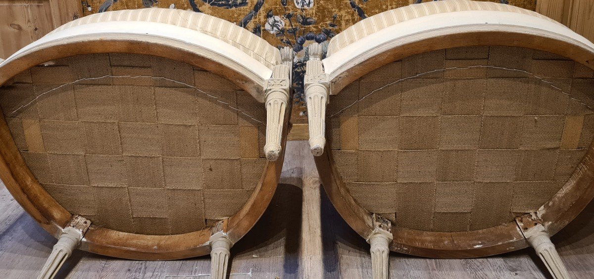 Paire de bergères d'époque Louis XVI -photo-6