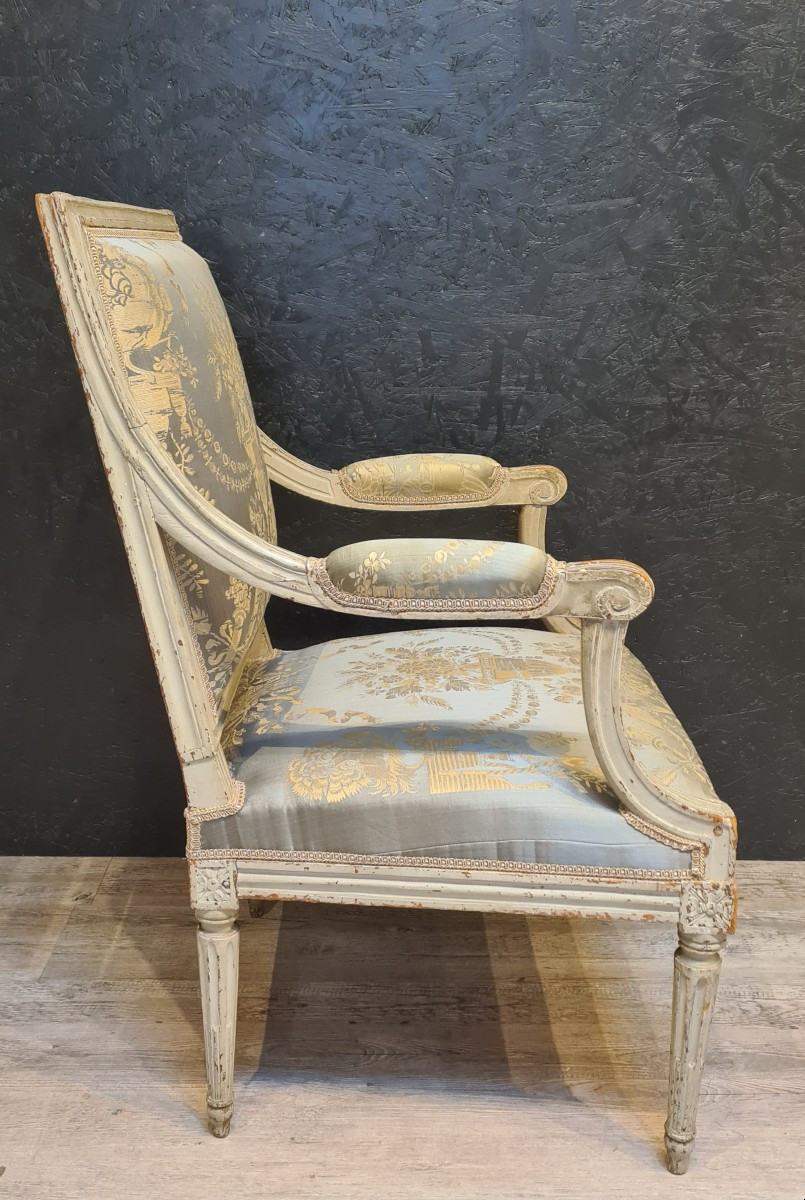 Fauteuil d'époque Louis XVI estampillé de Mariette -photo-1