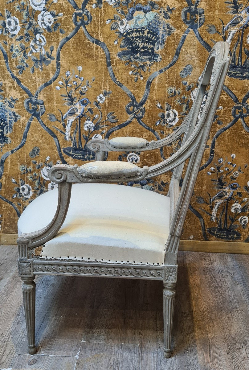 Fauteuil à la reine d'époque Louis XVI -photo-3