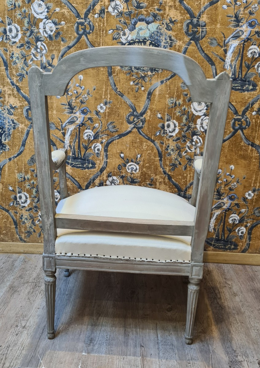 Fauteuil à la reine d'époque Louis XVI -photo-1