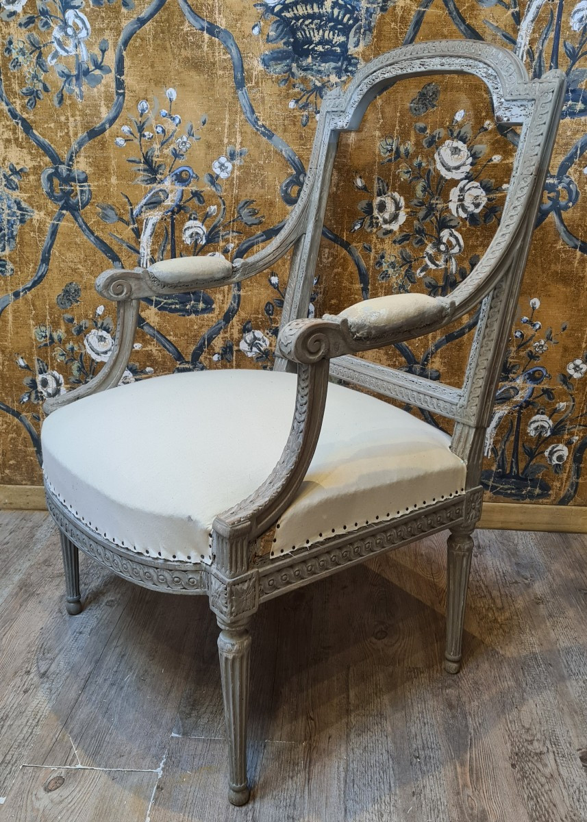 Fauteuil à la reine d'époque Louis XVI 