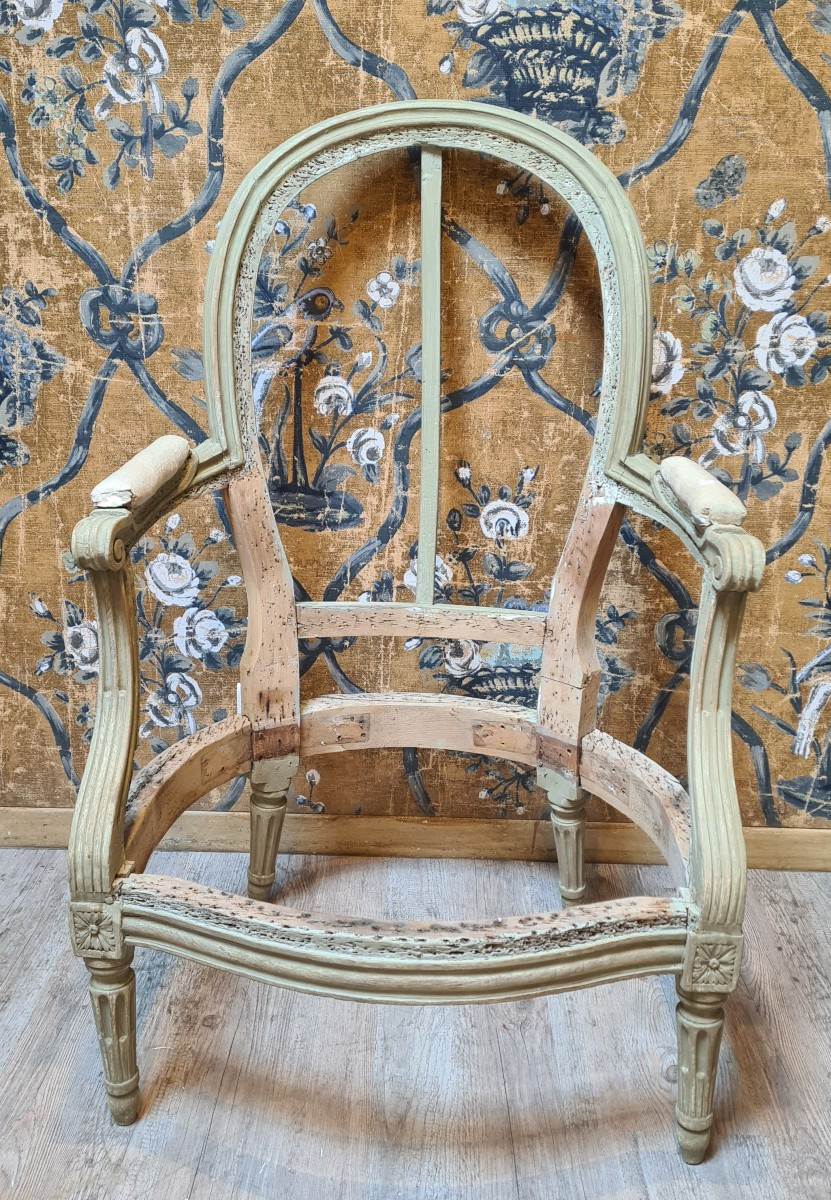 Bergère d'époque Louis XVI estampillée de Nicolas Louis Mariette -photo-2