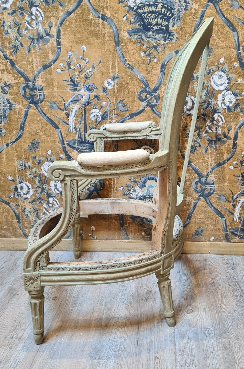 Bergère d'époque Louis XVI estampillée de Nicolas Louis Mariette -photo-3