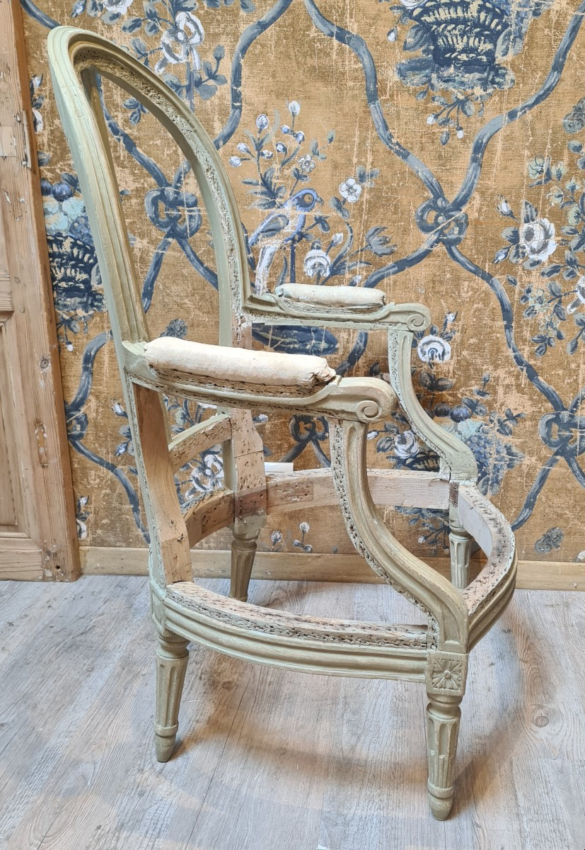Bergère d'époque Louis XVI estampillée de Nicolas Louis Mariette -photo-4