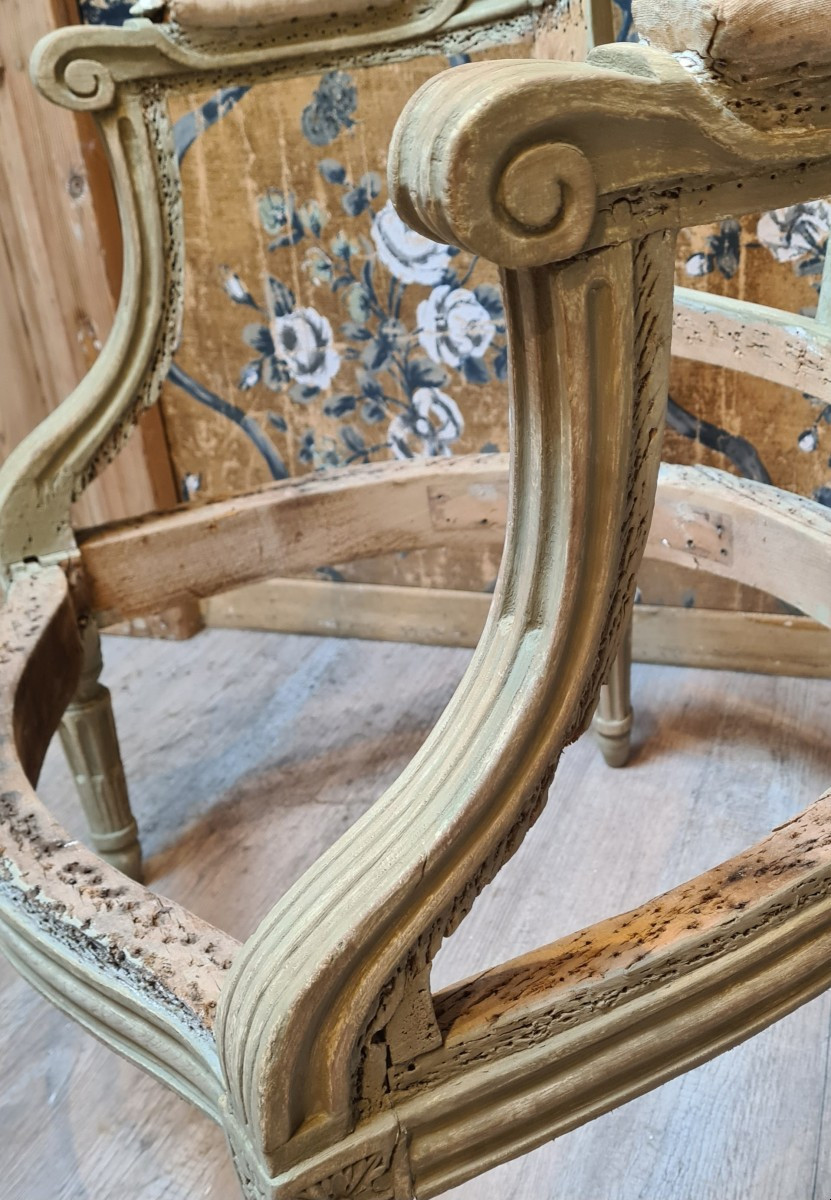 Bergère d'époque Louis XVI estampillée de Nicolas Louis Mariette -photo-4