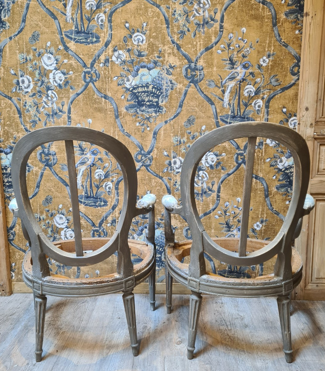 Pair Of Louis XVI Period Cabriolets Stamped By Dupain -photo-4