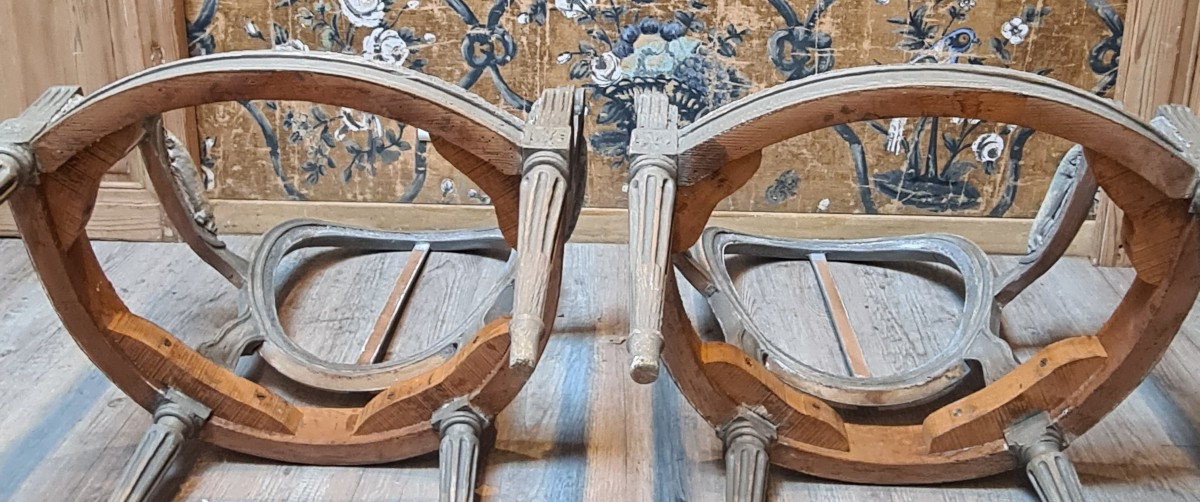 Pair Of Louis XVI Period Cabriolets Stamped By Dupain -photo-6