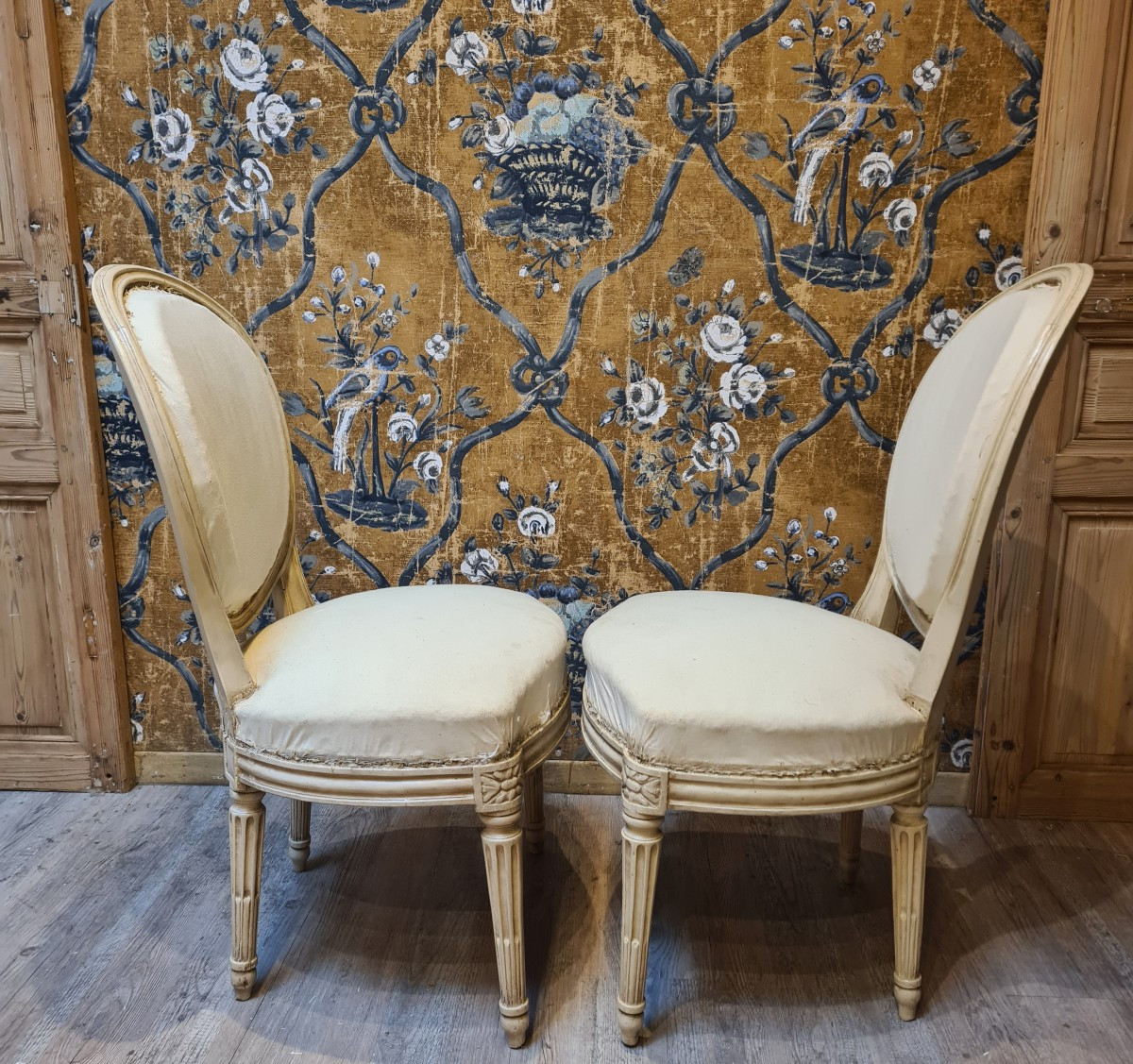 Paire de chaises d'époque Louis XVI estampillée de Lechartier-photo-3