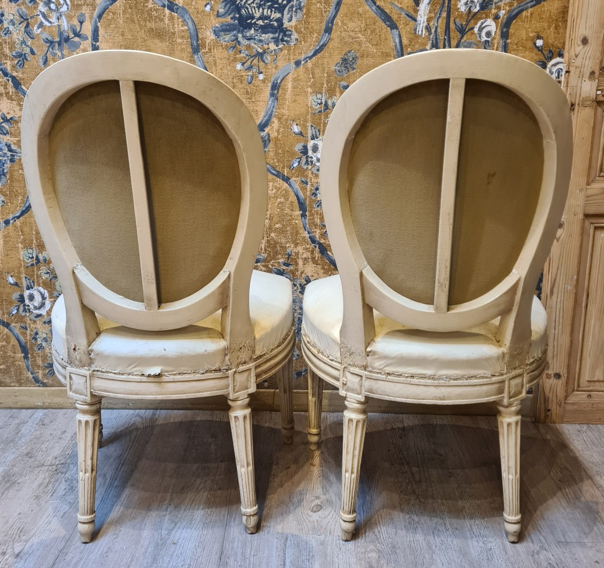 Paire de chaises d'époque Louis XVI estampillée de Lechartier-photo-4