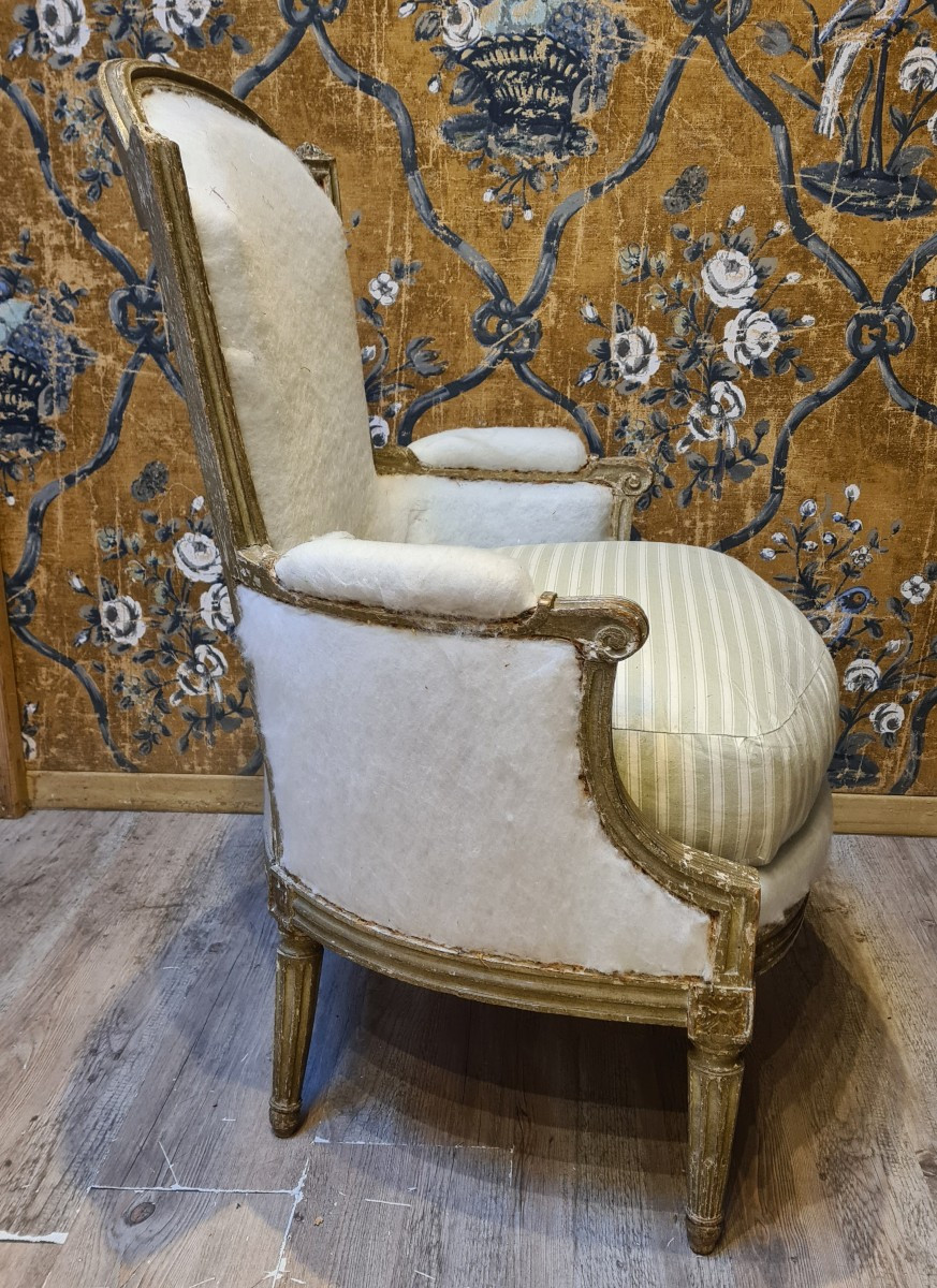 Bergère d'époque Louis XVI estampillée de Langon-photo-4