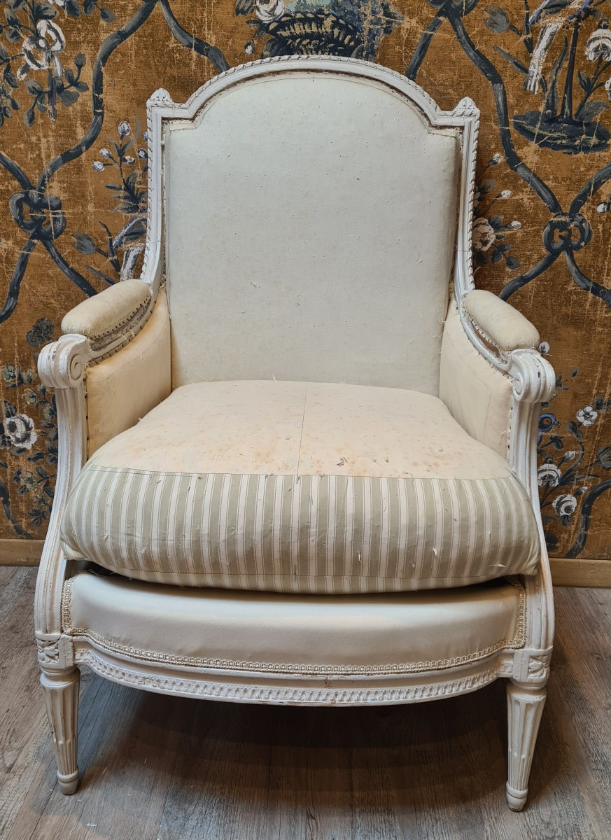 Bergère d'époque Louis XVI estampillée de Claude I Sené -photo-2