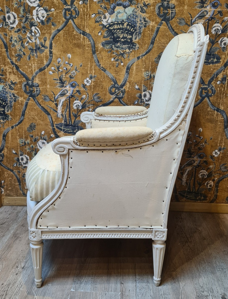 Bergère d'époque Louis XVI estampillée de Claude I Sené -photo-3