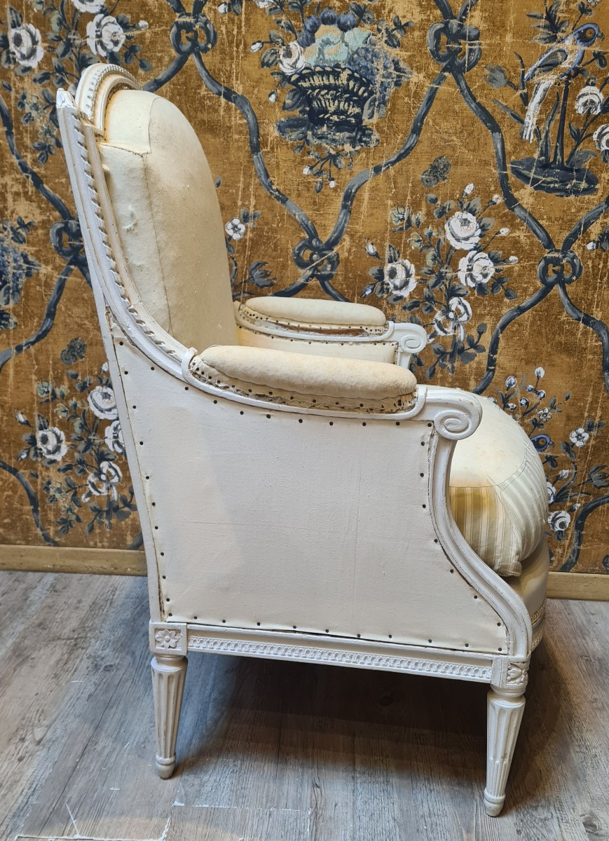 Bergère d'époque Louis XVI estampillée de Claude I Sené -photo-4