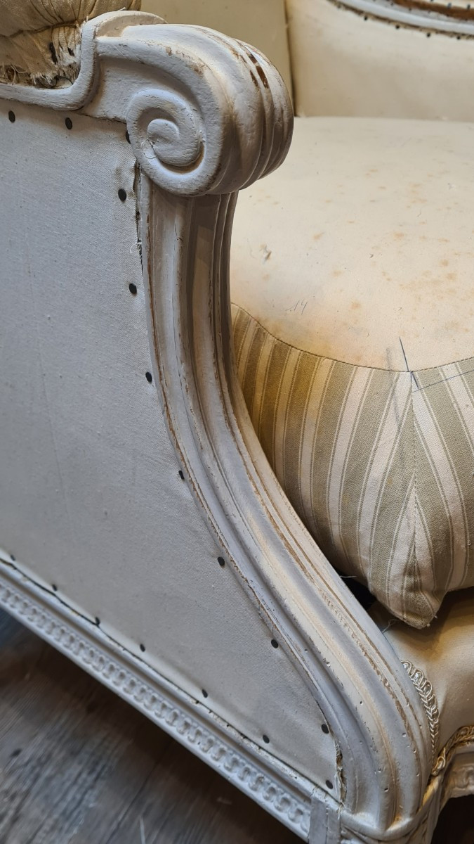 Bergère d'époque Louis XVI estampillée de Claude I Sené -photo-4