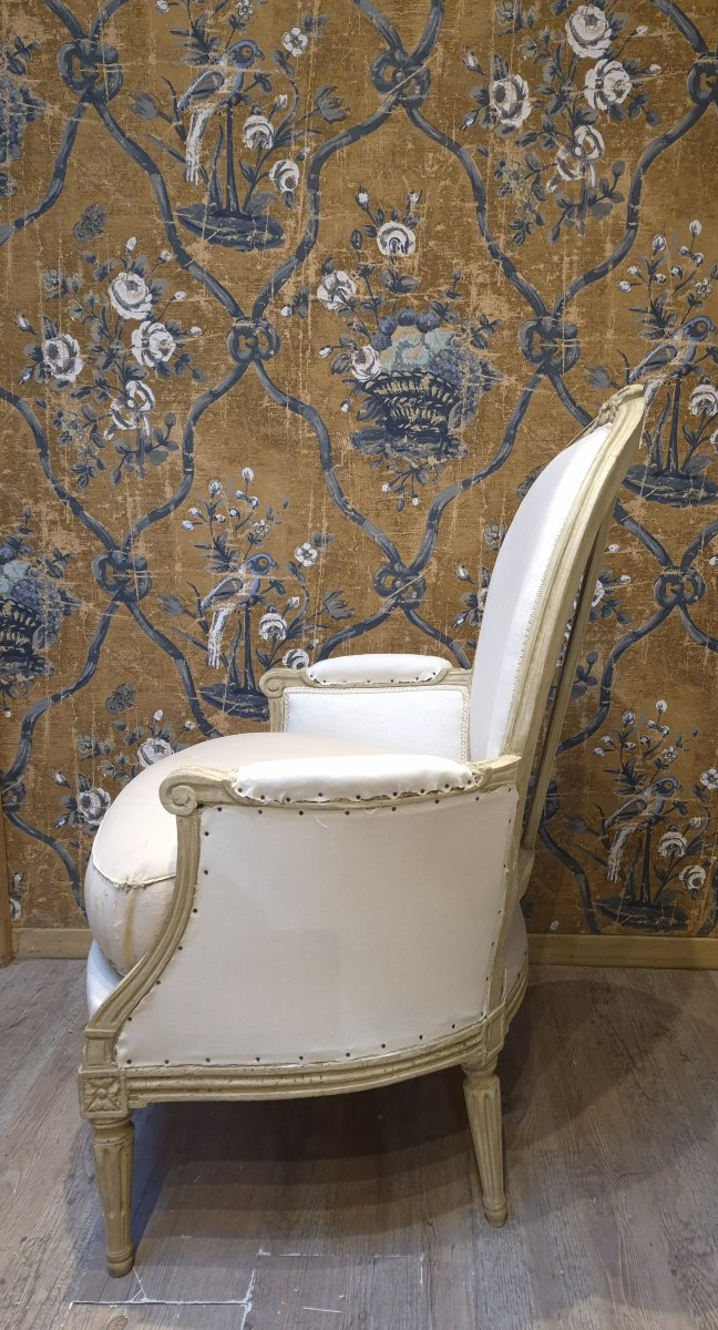 Bergère d'époque Louis XVI estampillée de Étienne Meunier reçu maître en 1732-photo-4