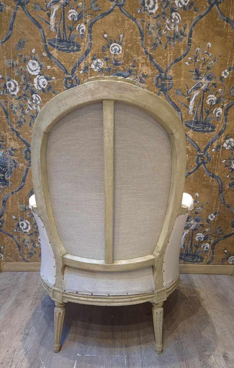 Bergère d'époque Louis XVI estampillée de Étienne Meunier reçu maître en 1732-photo-1