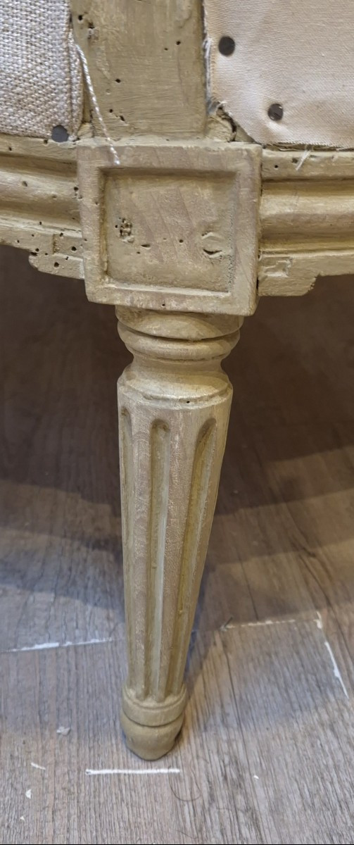 Bergère d'époque Louis XVI estampillée de Étienne Meunier reçu maître en 1732-photo-2