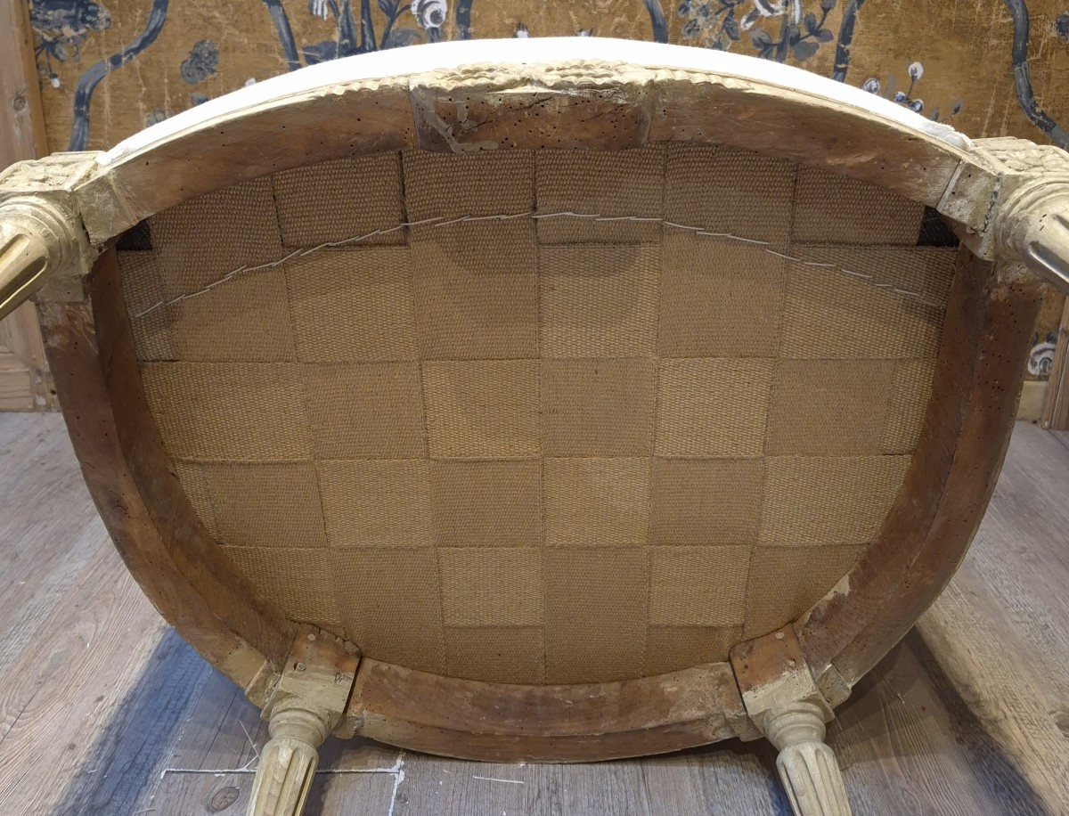 Bergère d'époque Louis XVI estampillée de Étienne Meunier reçu maître en 1732-photo-6