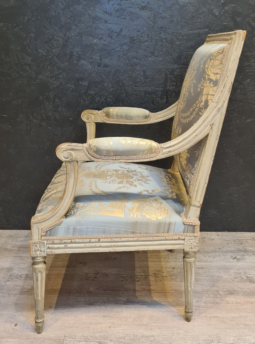 Fauteuil d'époque Louis XVI estampillé de Mariette reçu maître en 1770-photo-3