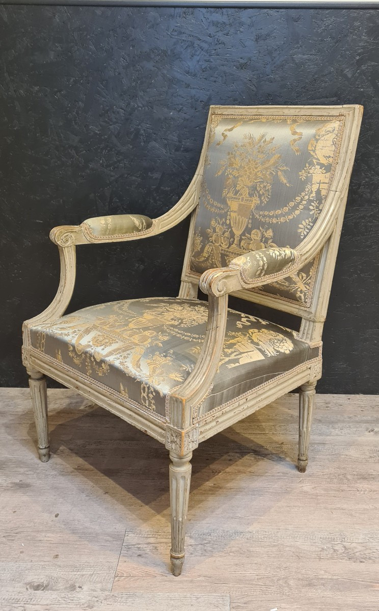 Fauteuil d'époque Louis XVI estampillé de Mariette reçu maître en 1770-photo-2