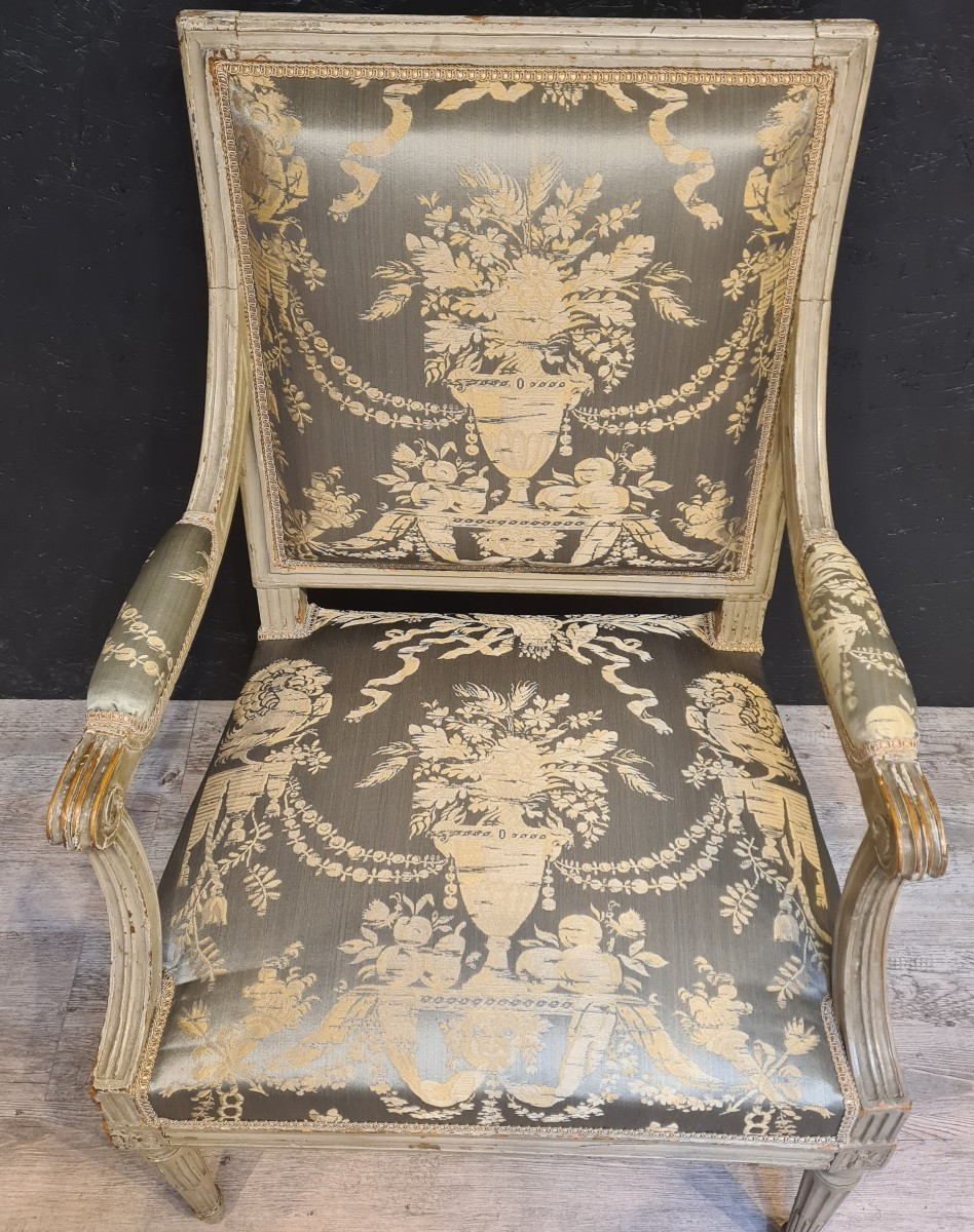 Fauteuil d'époque Louis XVI estampillé de Mariette reçu maître en 1770-photo-5