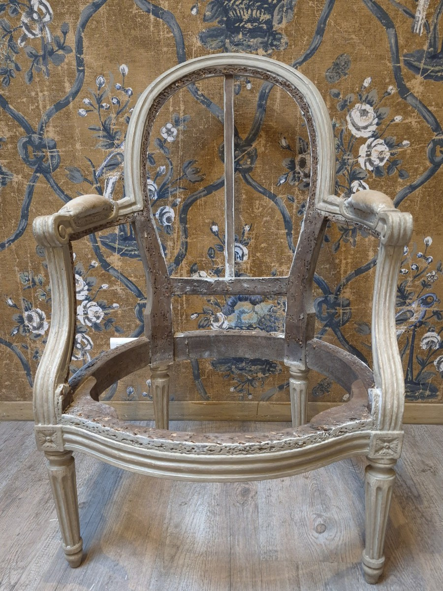 Pair Of Louis XVI Period Bergère Armchairs -photo-3