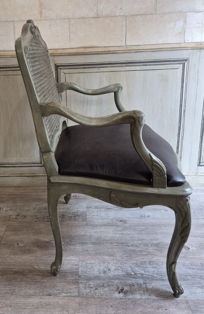 Fauteuil d'époque Louis XV à fond de canne -photo-4