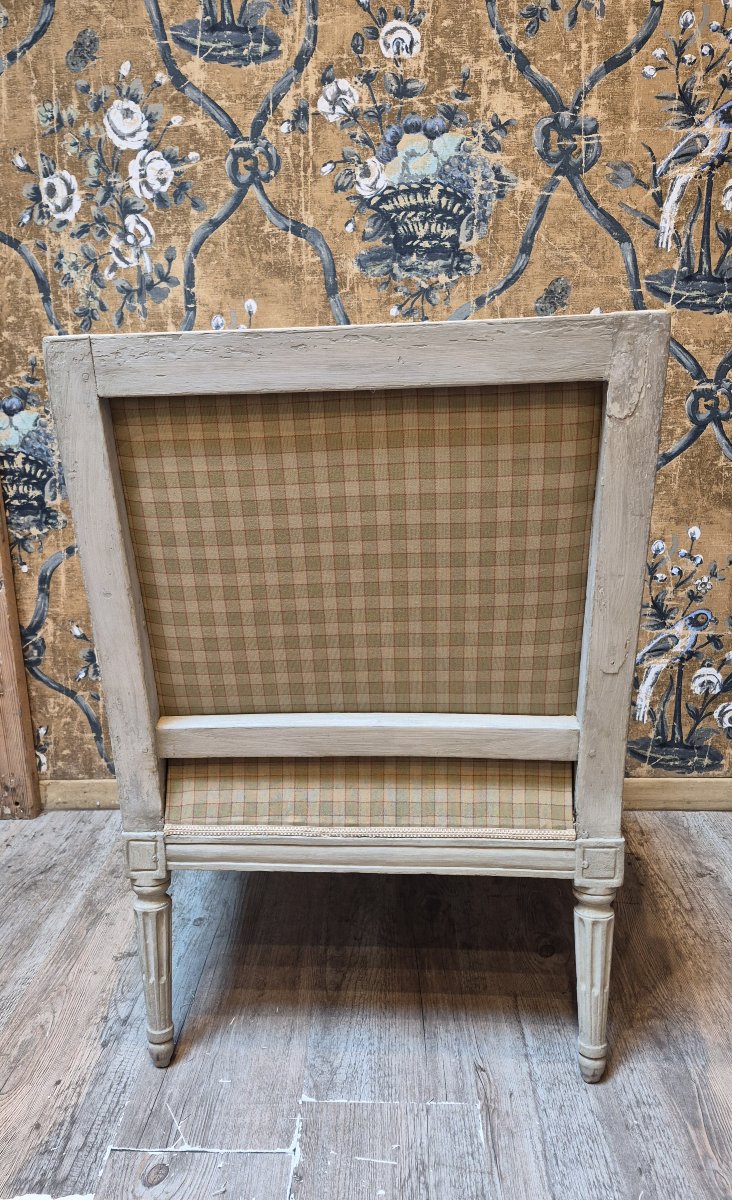 Bergère d'entre-sol d'époque Louis XVI estampillée Lechartier -photo-2
