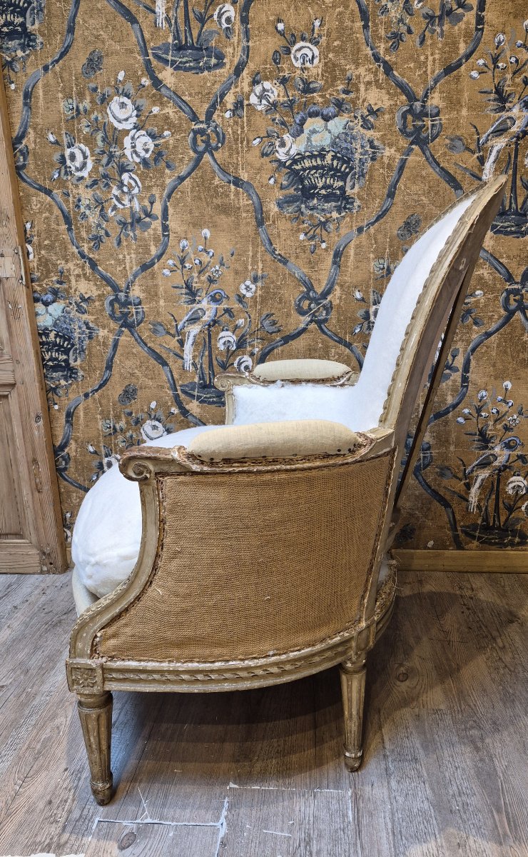 Bergère d'époque Louis XVI estampillée de Gautron -photo-4