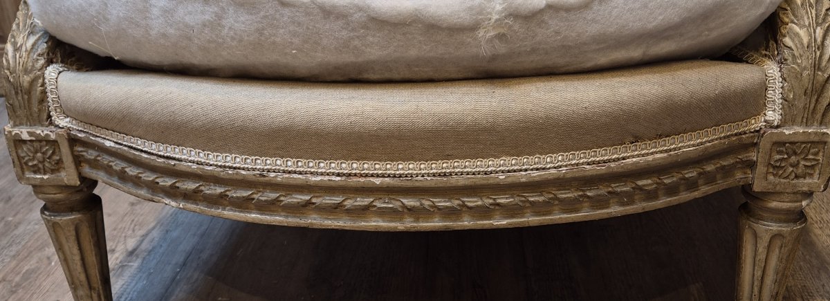 Bergère d'époque Louis XVI estampillée de Gautron -photo-1