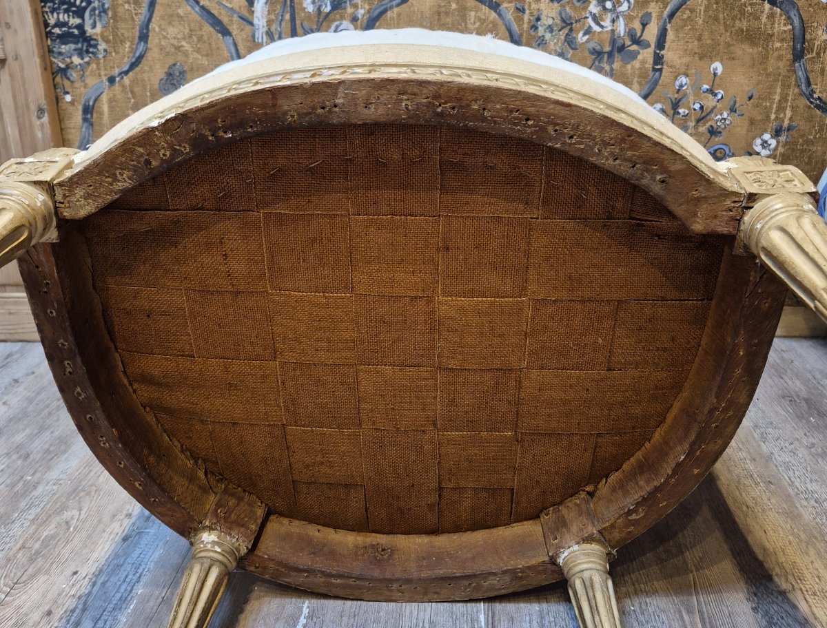Bergère d'époque Louis XVI estampillée de Gautron -photo-4