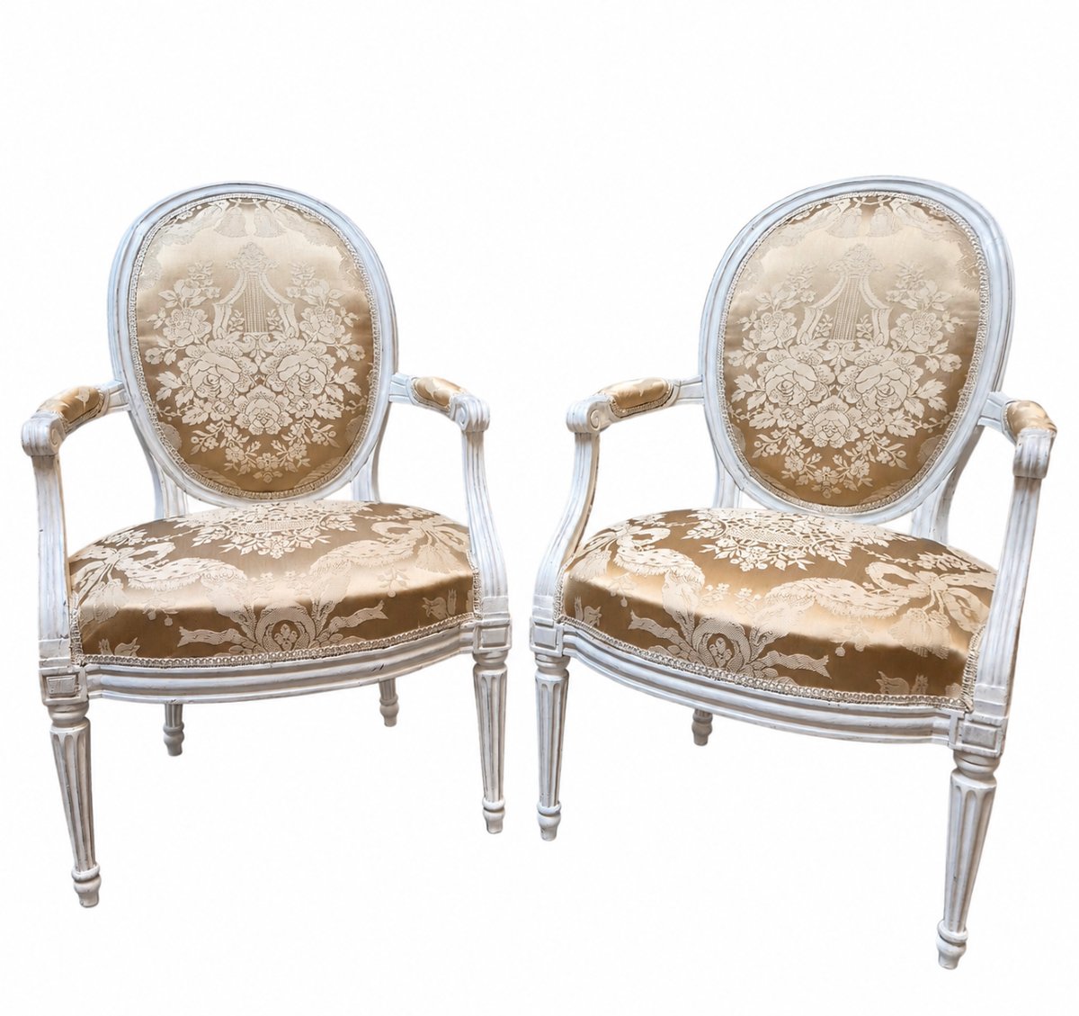 Paire de cabriolets d'époque Louis XVI estampillée de Pierre Bernard -photo-2