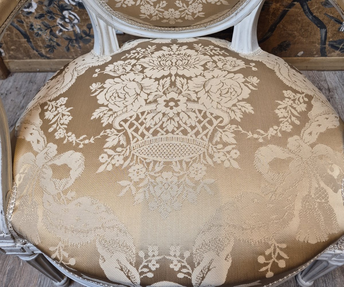 Paire de cabriolets d'époque Louis XVI estampillée de Pierre Bernard -photo-3