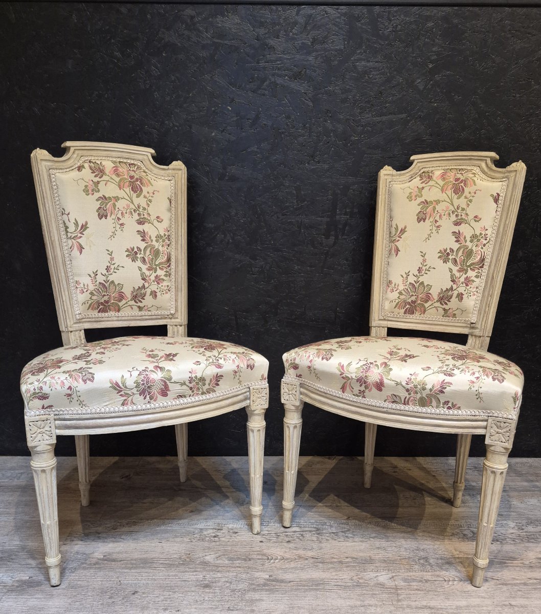 Paire de chaises d'époque Louis XVI 