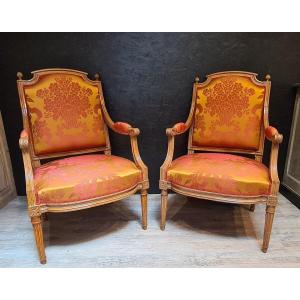 Paire de fauteuils d'époque Louis XVI 