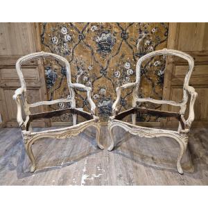 Paire de fauteuils d'époque Louis XV